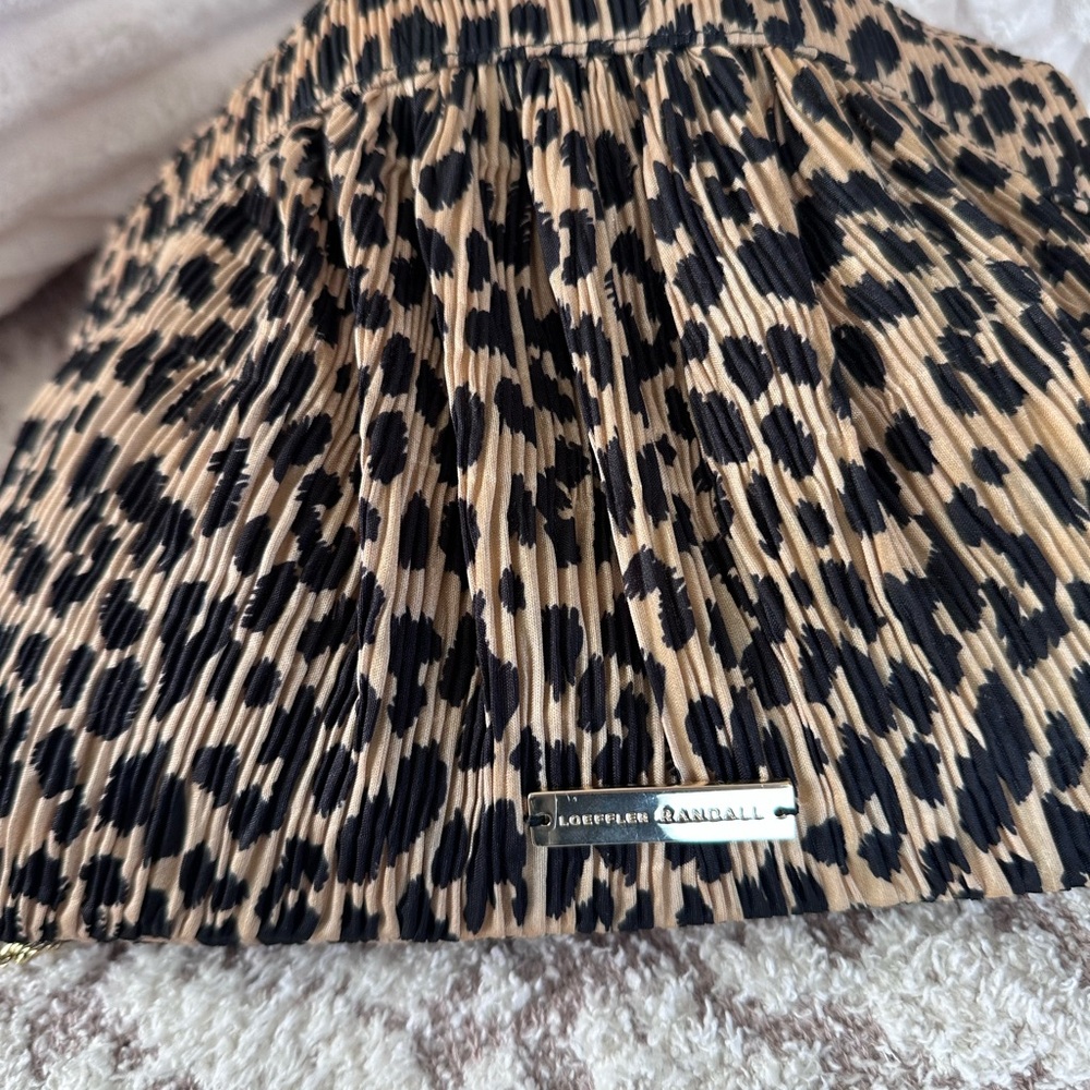 Loeffler Randall Pleated Leopard Bow Clutch w/ Gold Chain Strap Evening Bag - Picture 14 of 17